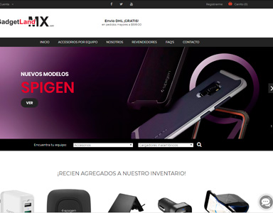 esta es la página web profesional de gadget land con un sistema de ventas en línea e-commerce
